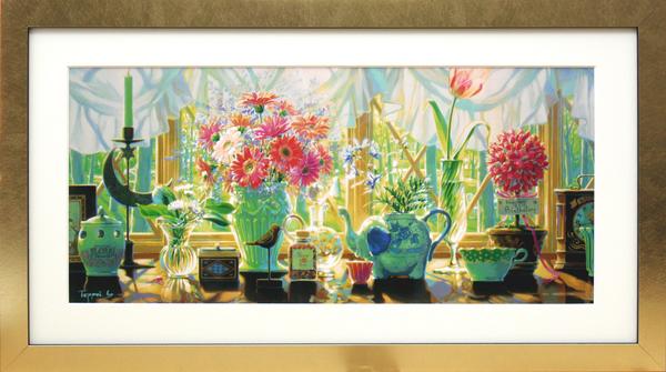 ◇笹倉鉄平「軽井沢の窓辺」◇オフセット額装品 即決送料込(絵画