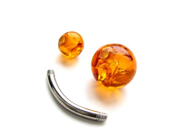 【Jina bring】013ボディーピアス琥珀アンバーバナナバーベル14G_3