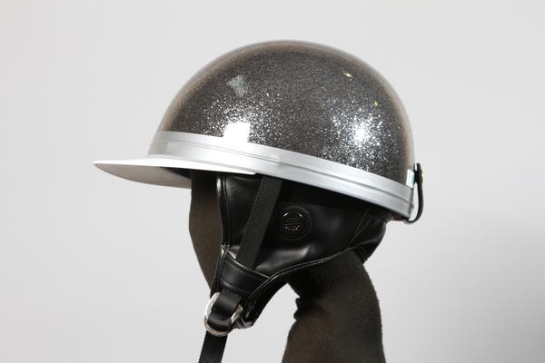 激安▽新品即決▽ヘルメット コルク半キャップ 黒ラメ(フリーサイズ