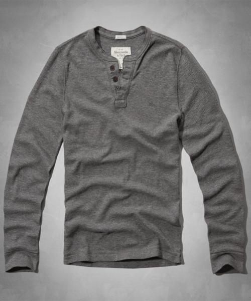 ★送料無料★ヘンリーネックロンＴ(Ｍ)グレー/アバクロ/P-21879