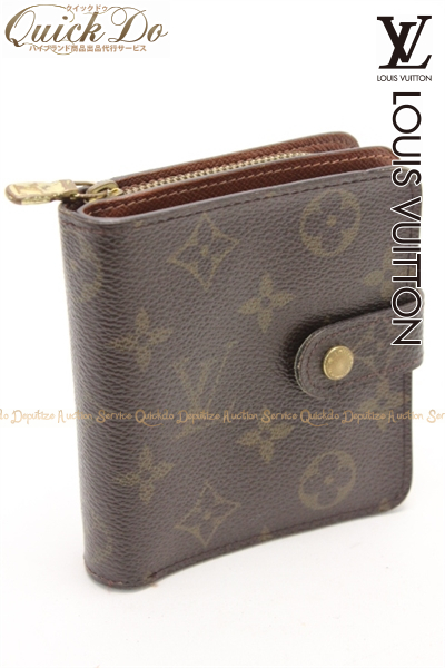 LOUIS VUITTON 二つ折り財布 コンパクト ジップ モノグラム ヴィトン