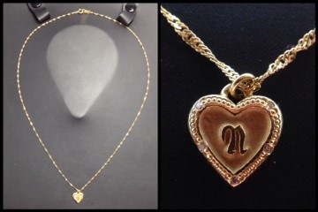 ☆ahkah blanc☆K18 金 ダイヤモンド付 ハート型ネックレス