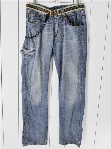 14T414】伊製エルマノシェルビーノ デニムパンツ93cm/Lチェーン