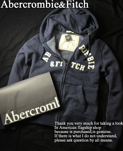 アバクロ【本物】最新Vintageアップリケフルジップパーカ■L紺■