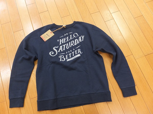 RR599 BARNS バーンズ 濃紺前V裏毛プリントスウェットM