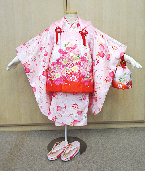 【七五三3歳女児ピンク着物】中古美品★人気貸衣装処分★1018