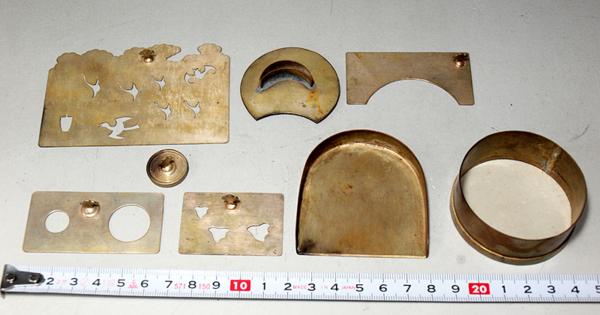 緑屋】盆石道具*一式*砂箪笥 匙 羽 篩*細川流盆石*斑竹*石無*9(盆栽