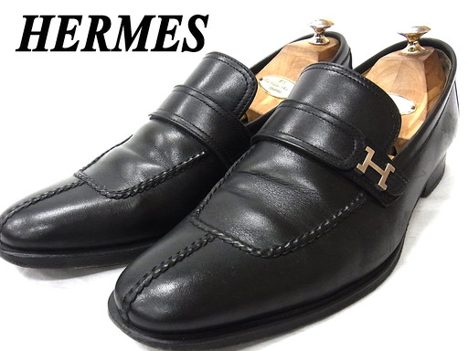 ※【定12万↑ ビジネス】◆HERMES エルメス レザーシューズ 黒