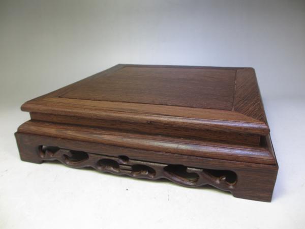 ★NA★木造唐木 鉄刀木 正方花台(特大)/W21，4cm/盆栽/置台