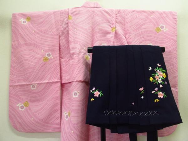 ★着物10★ 1円 化繊 梅桜 袴付 袷子供着物 ☆☆☆