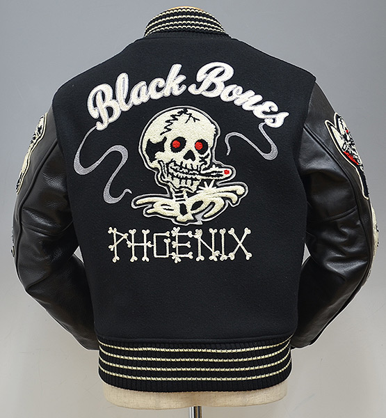 h8441)ホワイツビル WV10731 袖革スタジャン BLACK BONES 36 