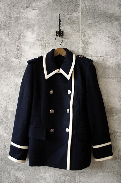 Lois CRAYON ロイスクレヨン パイピングピーコートM*ネイビー