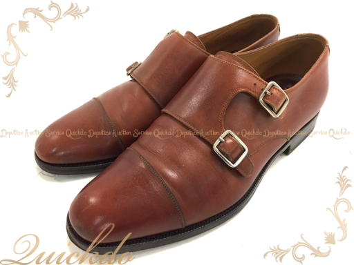 YANKOヤンコ ブラウン ダブルモンクストラップ レザーシューズ