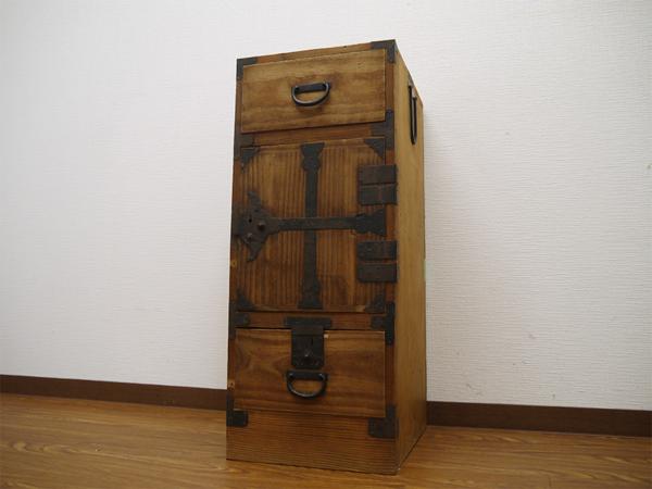 時代 骨董 欅 古金具 時代箪笥 スリムタンス 飾棚 No.2