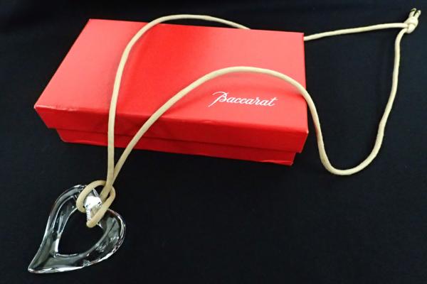 美品◇バカラ クリスタル オープンハートネックレス クリア Baccarat 