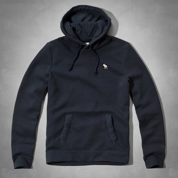 本物保証A&Fアバクロ【S/Navy】Moose刺繍プルオーバーパーカー