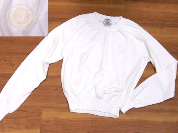 美品 シャネル ココマーク 長袖 トップス トレーナー 38 白