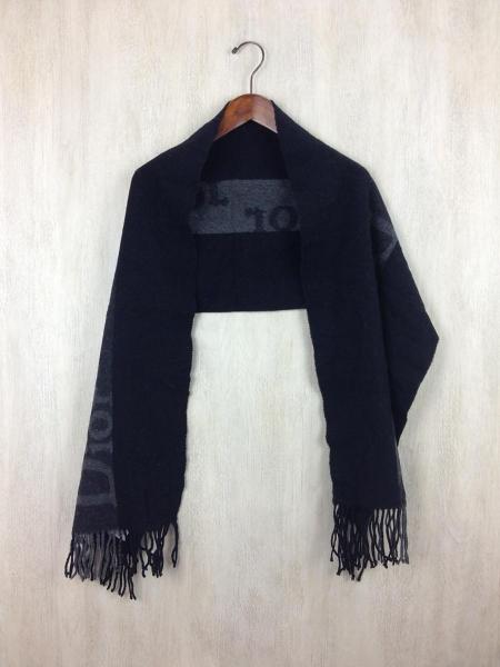 Christian Dior◆マフラー/BLK/ウール/Diorロゴ