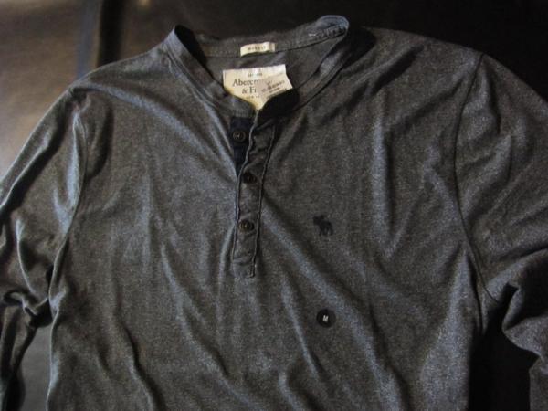 本物正規◆アバクロ◆長袖Tシャツ ヘンリー0239-013 紺/M