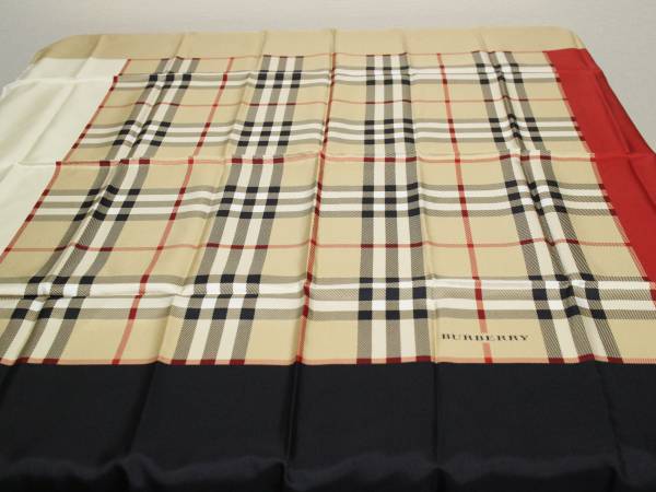 1円～【バーバリー本物】スカーフ/ベージュ/シルク100％