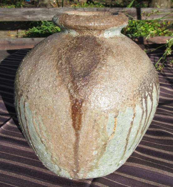 自然釉 古信楽焼 壺 室町時代 32.5cm アンティーク 自然釉信楽壺