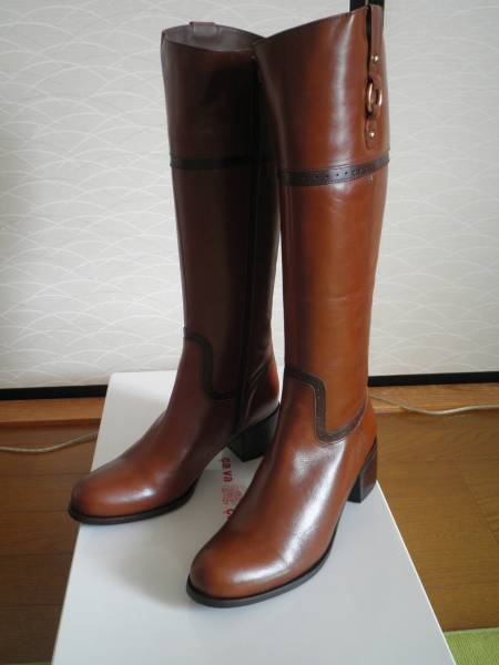 新品タグ無☆24，5cm★cava cavaレザージョッキーロングブーツ