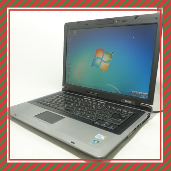 15.4w EPSON‐NJ3100中古Core2Duo無線2GB Win7 Office2010キー付