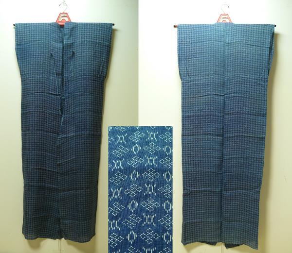 琉球もの？本麻で染女性用薄物着物部品　0701G12Q