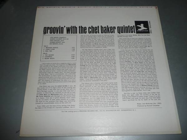 Chet Baker Quintet The Groovin' ⁄ With CHET BAKER (LP with the