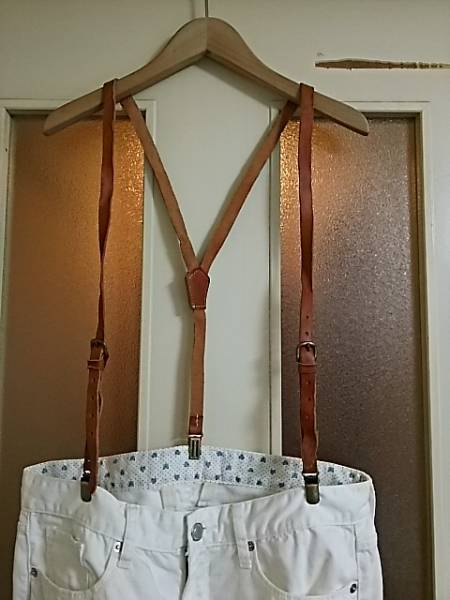 スタジオクリップ　レザーサスペンダー・キャメル