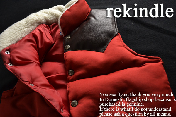 rekindle【新品】最新 PU ウエスタン中綿ベスト■L/赤■157_9200