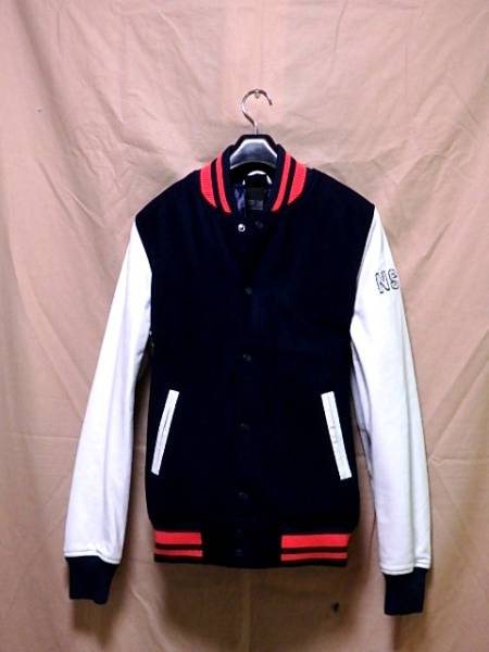 【NIKE袖上質羊ラムレザー切り替えしメルトンウールスタジャン】