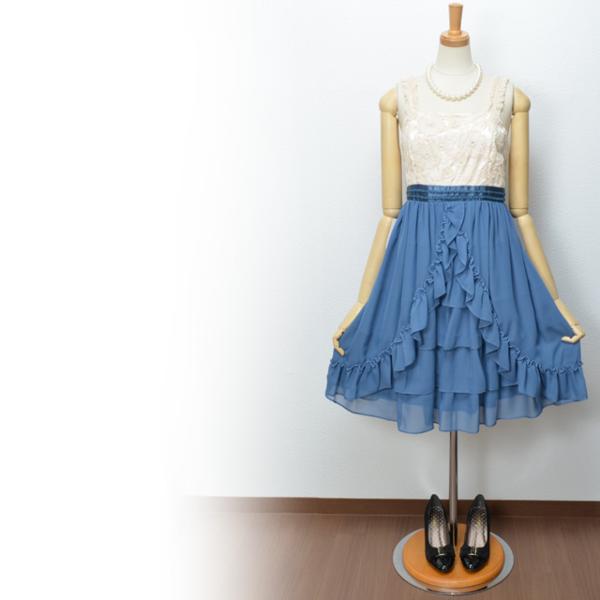 M/新品 パーティードレス フォーマル 膝丈 ワンピース/ブルー