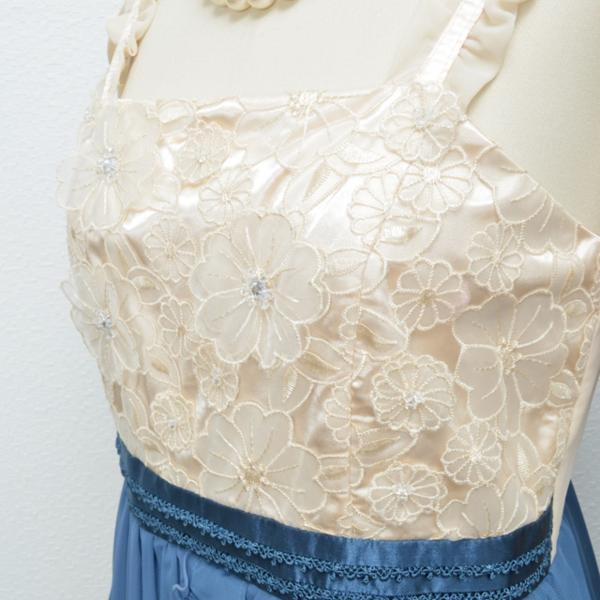 M/新品 パーティードレス フォーマル 膝丈 ワンピース/ブルー