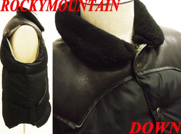 ●100円スタート！●ロッキーマウンテン●上質 ダウンベスト レザーヨーク　衿ムートンボア メンズ