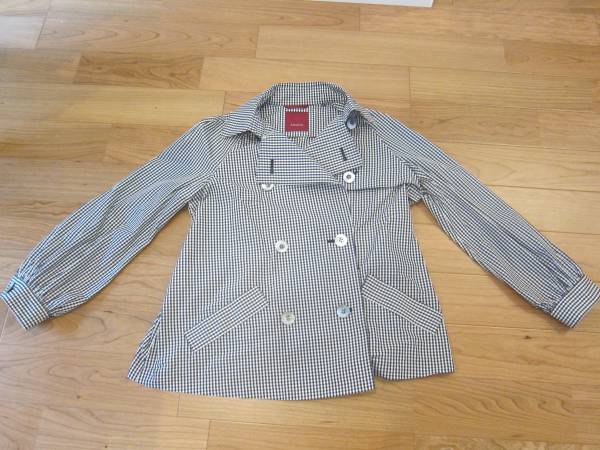 美品★AMACAアマカショートトレンチコート白黒チェック★３８