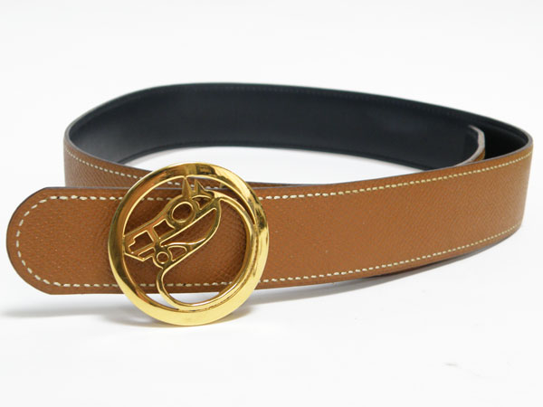 HERMES エルメス ベルト 65 レザー 茶 〇S