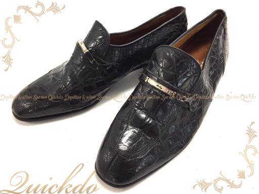 BALLY 総ワニ革クロコダイル メンズシューズ 紳士靴 8 黒