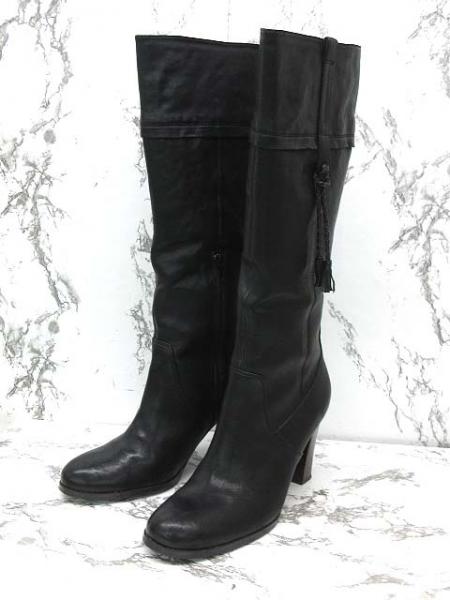 プラッシュ&ラッシュ Plush&Lush ロングブーツ レザー 24.5cm 黒