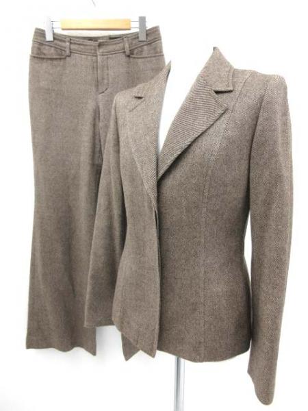 インディヴィ スーツ セットアップ ジャケット パンツ38 茶