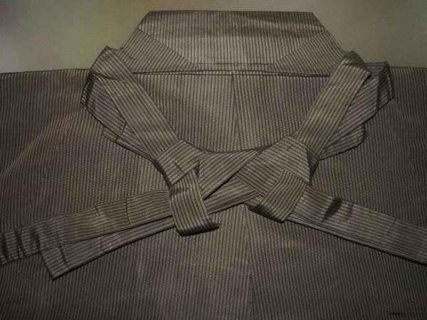 弓道茶道能楽稽古ハ-200本絹仙台平馬乗袴紐下84К鉄茶縞