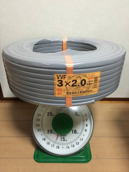 富士電線工業　VVF2.0mm　3芯　100m　1巻　未使用品 (1)