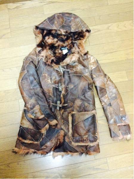 USEDリアルムートンこげ茶パッチワーク