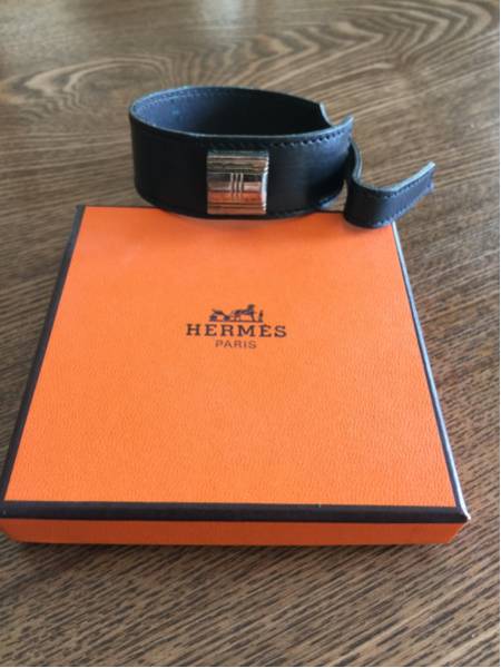 値下げ】エルメス HERMES バングル ブレスレット レザー 黒 エルメス