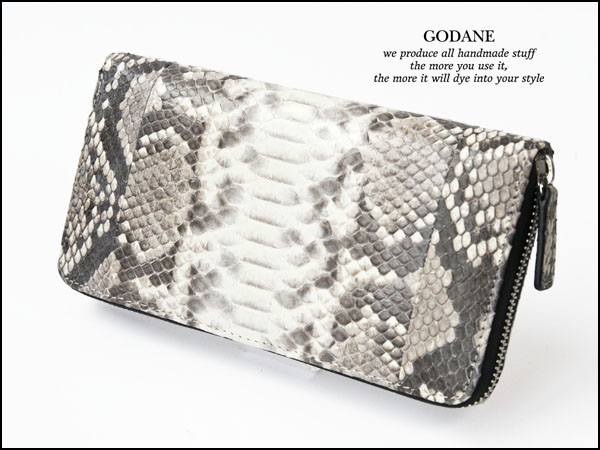 Outlet★ゴダンダイヤモンドパイソン革ラウンド長財布★8005Natj