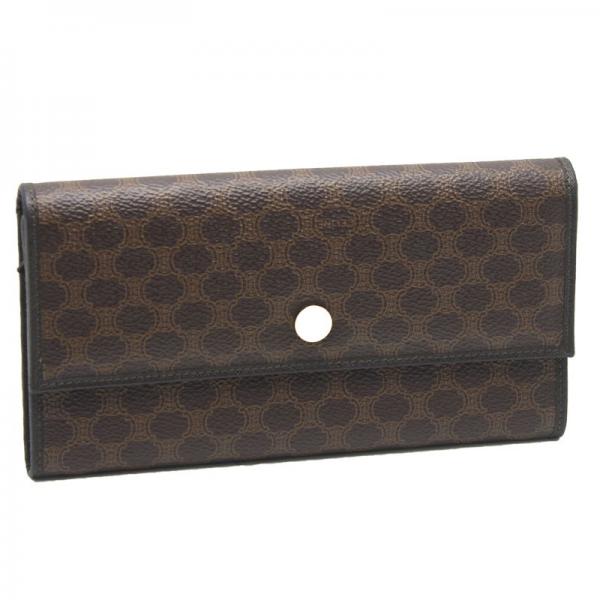 セリーヌ CELINE 2つ折り長財布 マカダム柄 こげ茶/47782