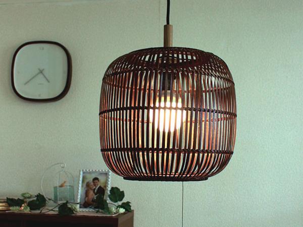 蛍光灯1灯ペンダントライト/Bambooバンブーアジアン和風バリカフ