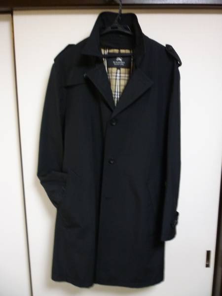 バーバリーBLACK LABEL★ステンカラーコート★黒サイズＬＬ貴重