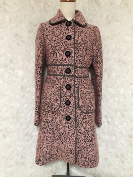 美品☆ロイスクレヨン☆ピンク♪ジャガード・コート検ワンピース ろ