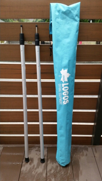 ロゴスポップアップポール２本マルチロングケースのセット中古